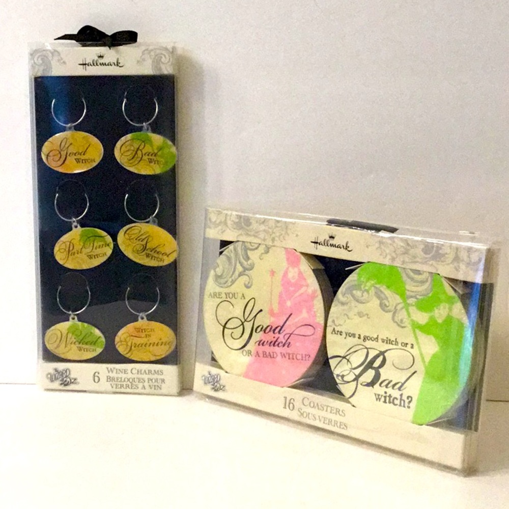 Hallmark Wizard of Oz coasters and Wine Charms